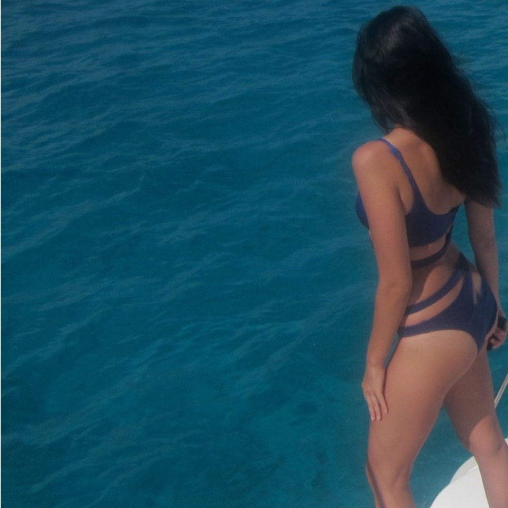 Agent Provocateur Blue Metallic Strappy Cutout Bikini
